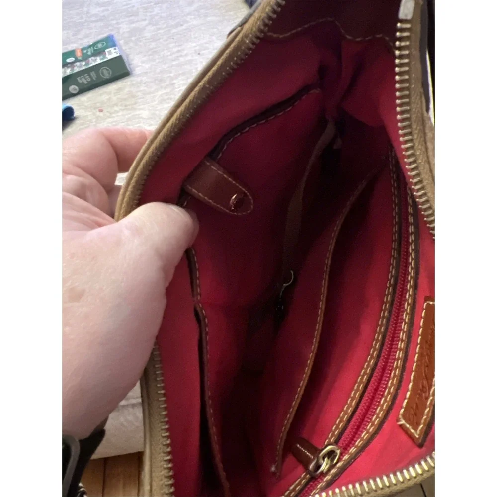 Dooney & Bourke Pebble Grain Kimberly Crossbody Bag Tan & Brown Trim